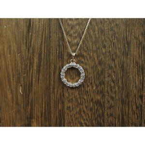 18" Sterling Silver Simple Circle Gold Plated Necklace Vintage Minimalist
